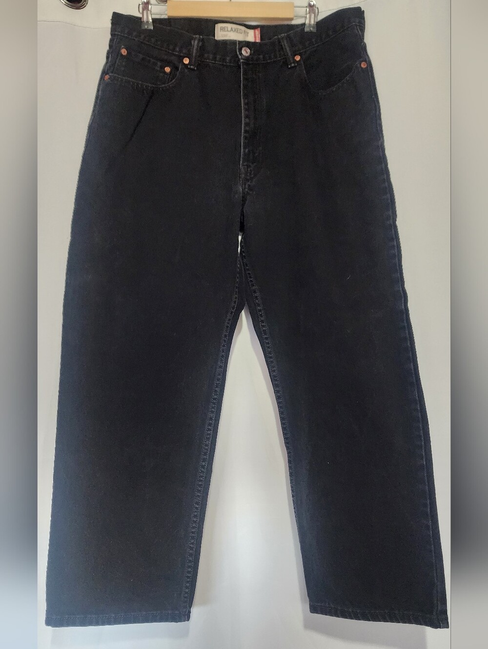 Levi's Mens 550 Relaxed Black Cotton Denim Jeans 38x30 (38×28) (D)
